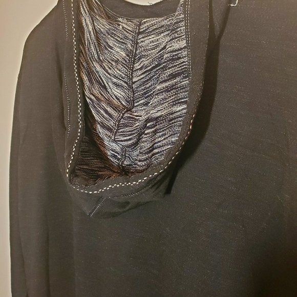 Max Studio Black Funnel Neck Hooded Pullover Sweatshirt Size Small - Picture 11 of 12